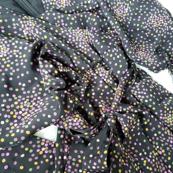 Kate Spade Disco Dots Jumpsuit Crepe V Neck Black Belted Wrap Crepe 8 - Picture 8 of 13